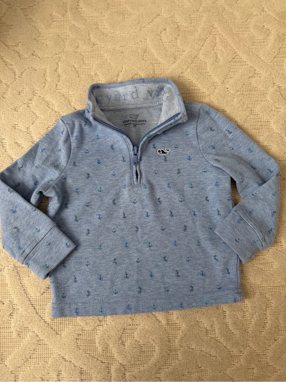 Vineyard Vines Boys' Light Blue Anchor Quarter-Zip Pullover 2T